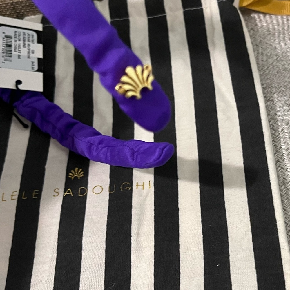 LELE SADOUGHI NWT AUTHENTIC VIOLET JESSIE RUCHED NEOPRENE SLIM HEADBAND - Picture 12 of 15